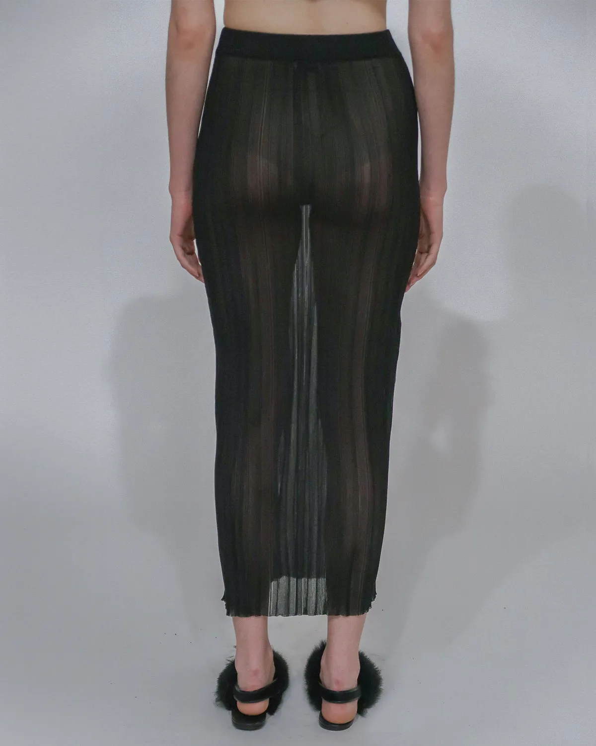 SHEER PLISSE MAXI SKIRT