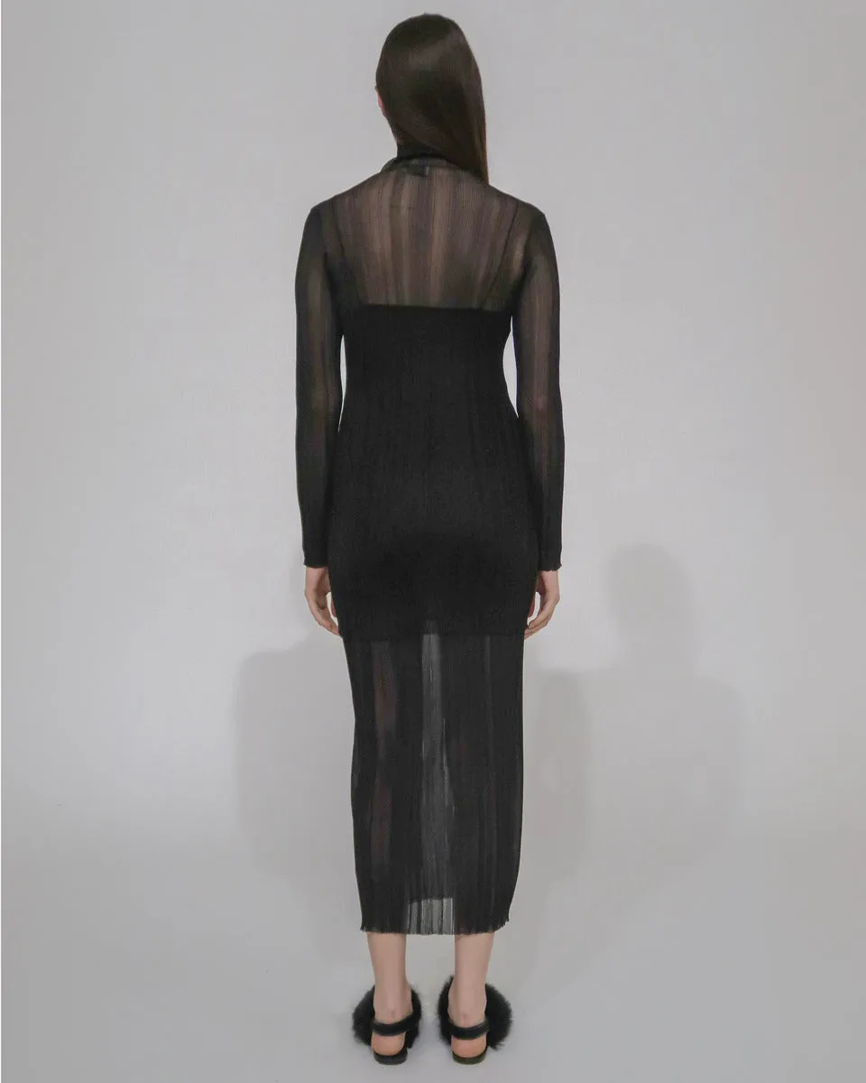 SHEER PLISSE MAXI SKIRT