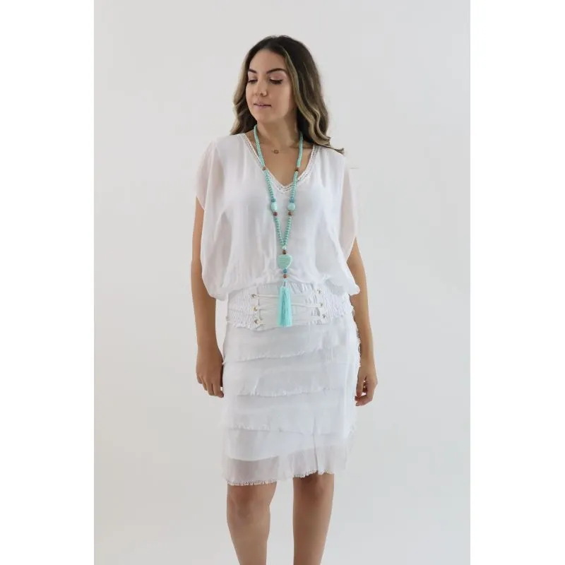 SILK RUFFLE SKIRT SHORT