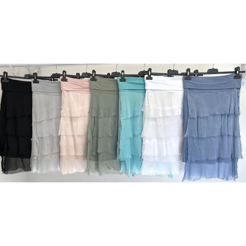 SILK RUFFLE SKIRT SHORT