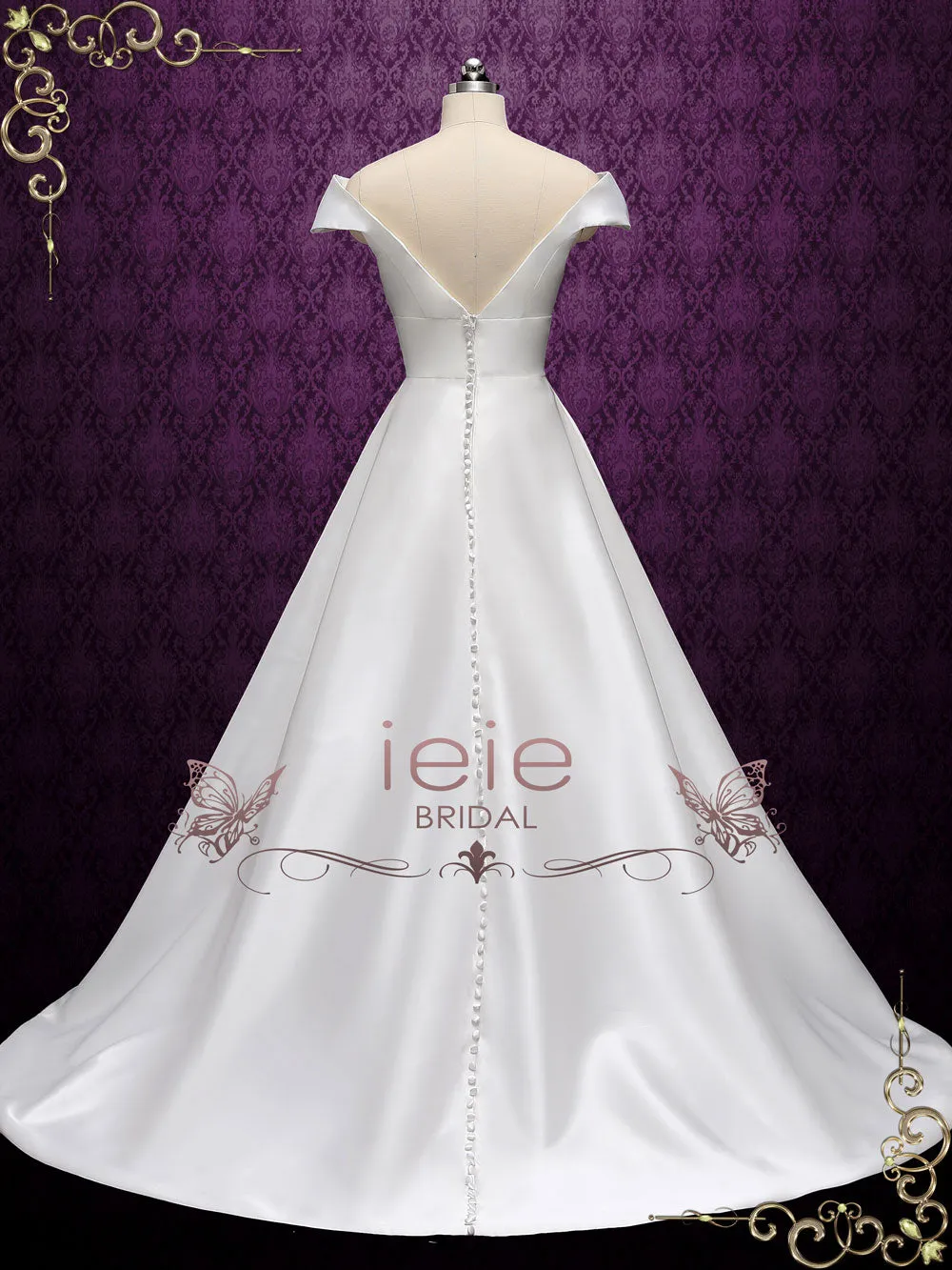 Simple Off Shoulder A-line Wedding Dress | DANIE