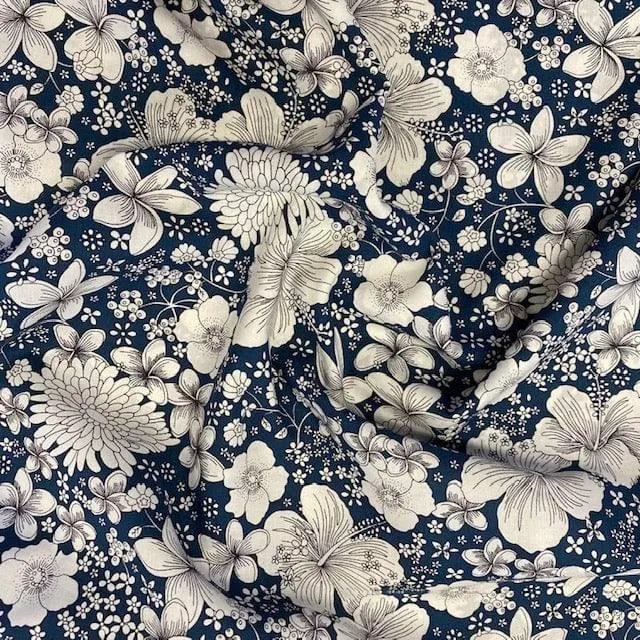Sketched Garden - Midnight Cotton Lawn