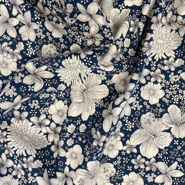 Sketched Garden - Midnight Cotton Lawn