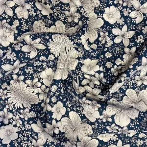 Sketched Garden - Midnight Cotton Lawn