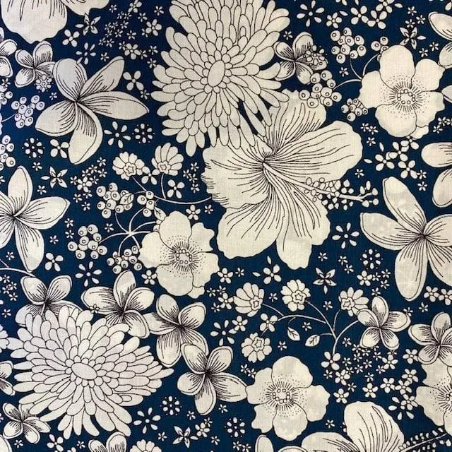 Sketched Garden - Midnight Cotton Lawn