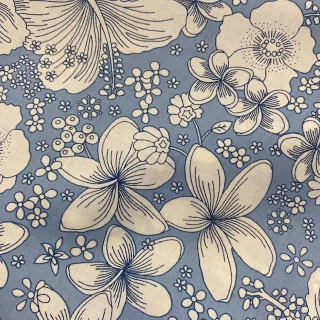 Sketched Garden - Sky Cotton Lawn