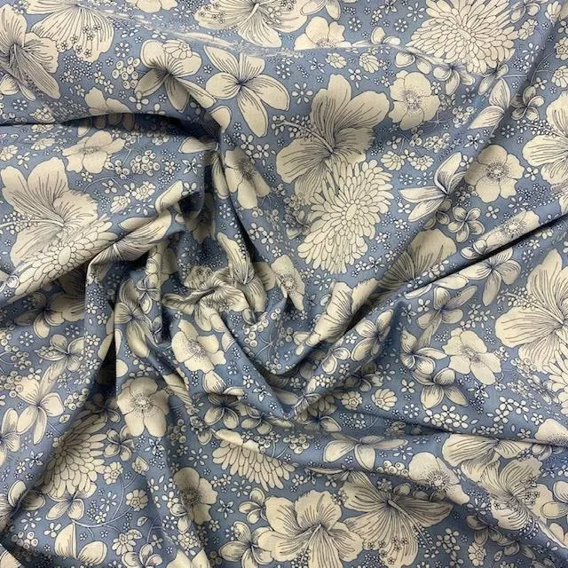 Sketched Garden - Sky Cotton Lawn