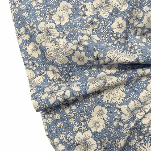 Sketched Garden - Sky Cotton Lawn