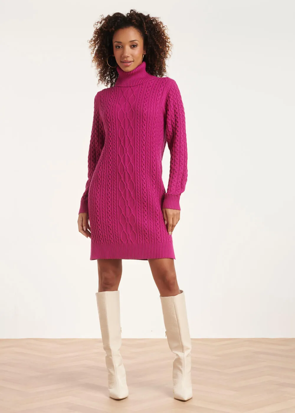 Smashed Lemon Wanna Hug Knit Dress Cherise Pink