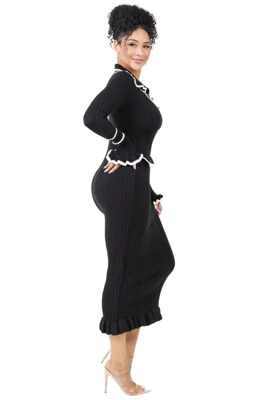 SOPHISTICATED LONG MAXI KNIT DRESS
