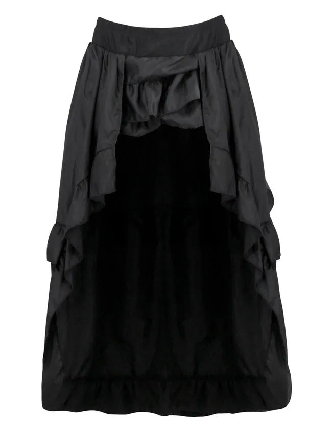 Steampunk Retro Elastic Ruffled Asymmetry High Low Party Skirt