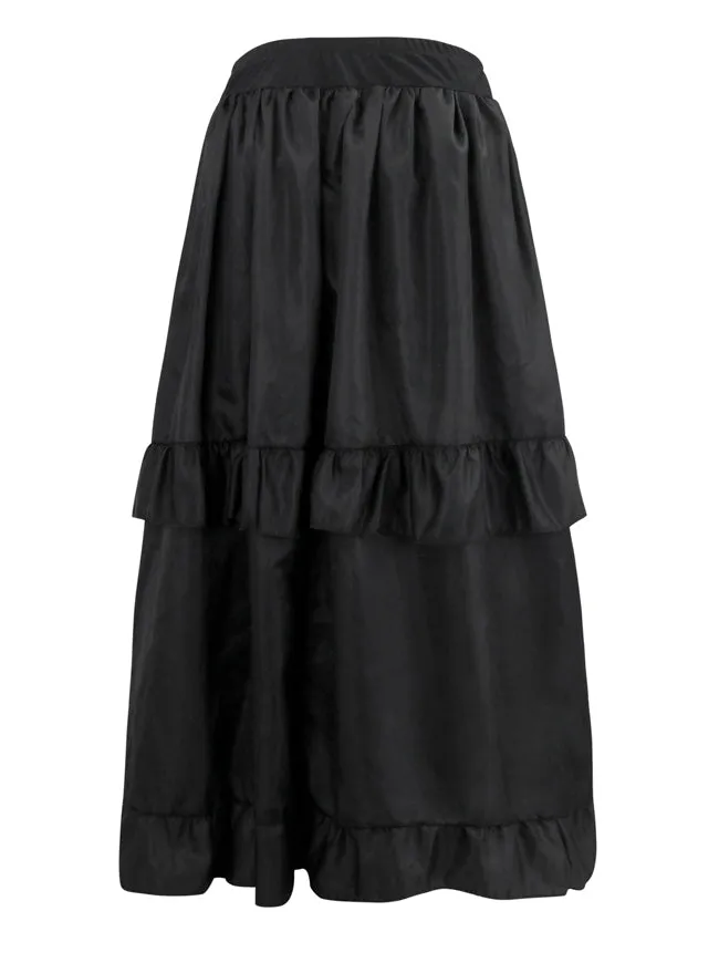 Steampunk Retro Elastic Ruffled Asymmetry High Low Party Skirt