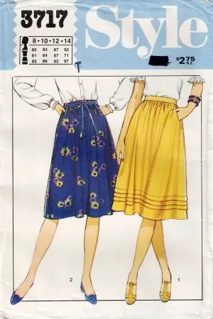 Style 3717 Womens EASY Gathered Skirts 1980s Vintage Sewing Pattern Size 8 - 14 UNCUT Factory Folded