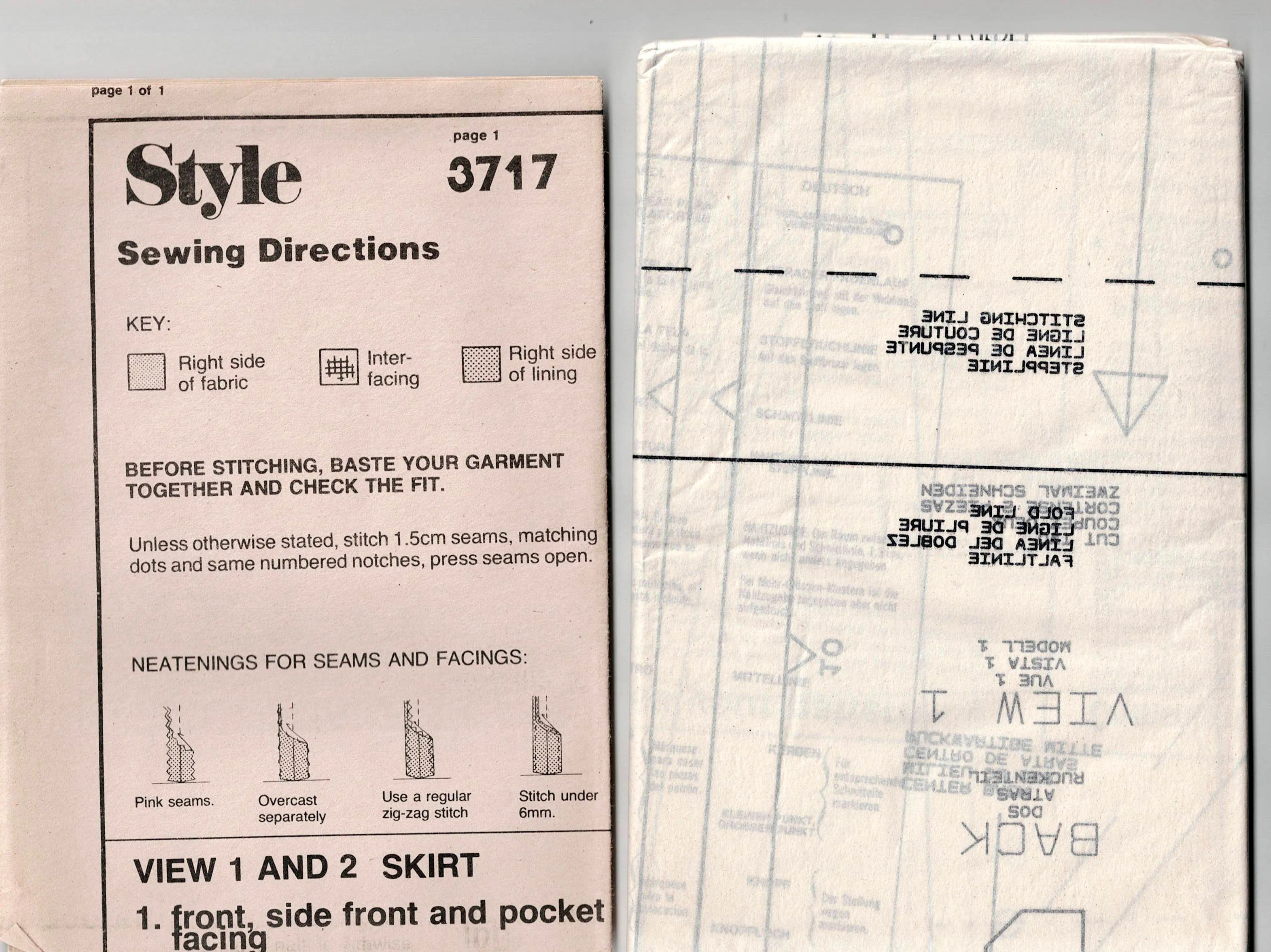 Style 3717 Womens EASY Gathered Skirts 1980s Vintage Sewing Pattern Size 8 - 14 UNCUT Factory Folded