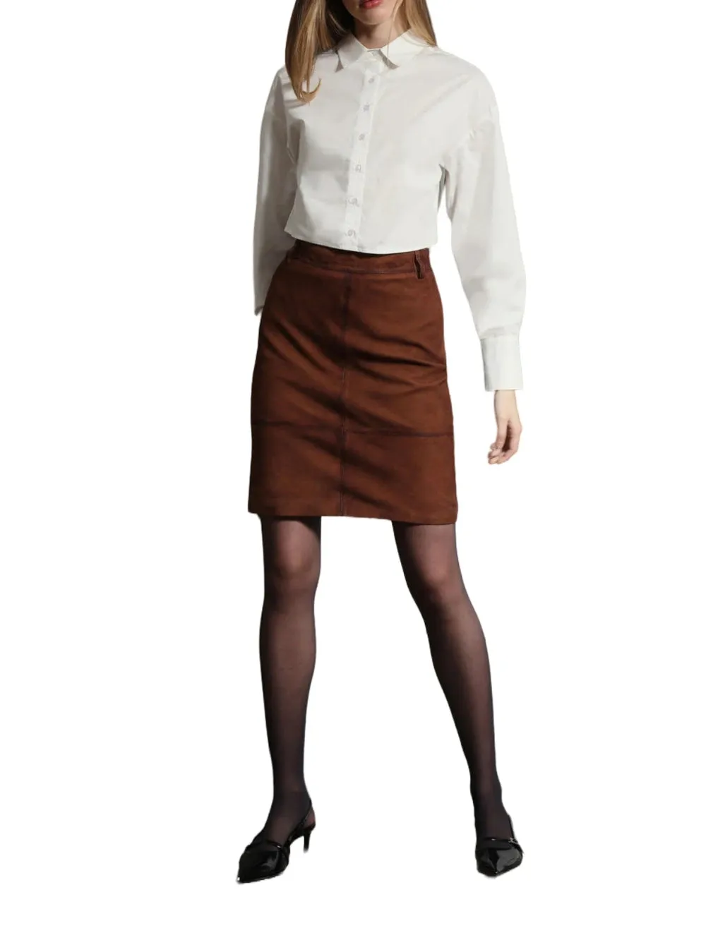 Suede Vintage Luxe Leather Skirt for Women