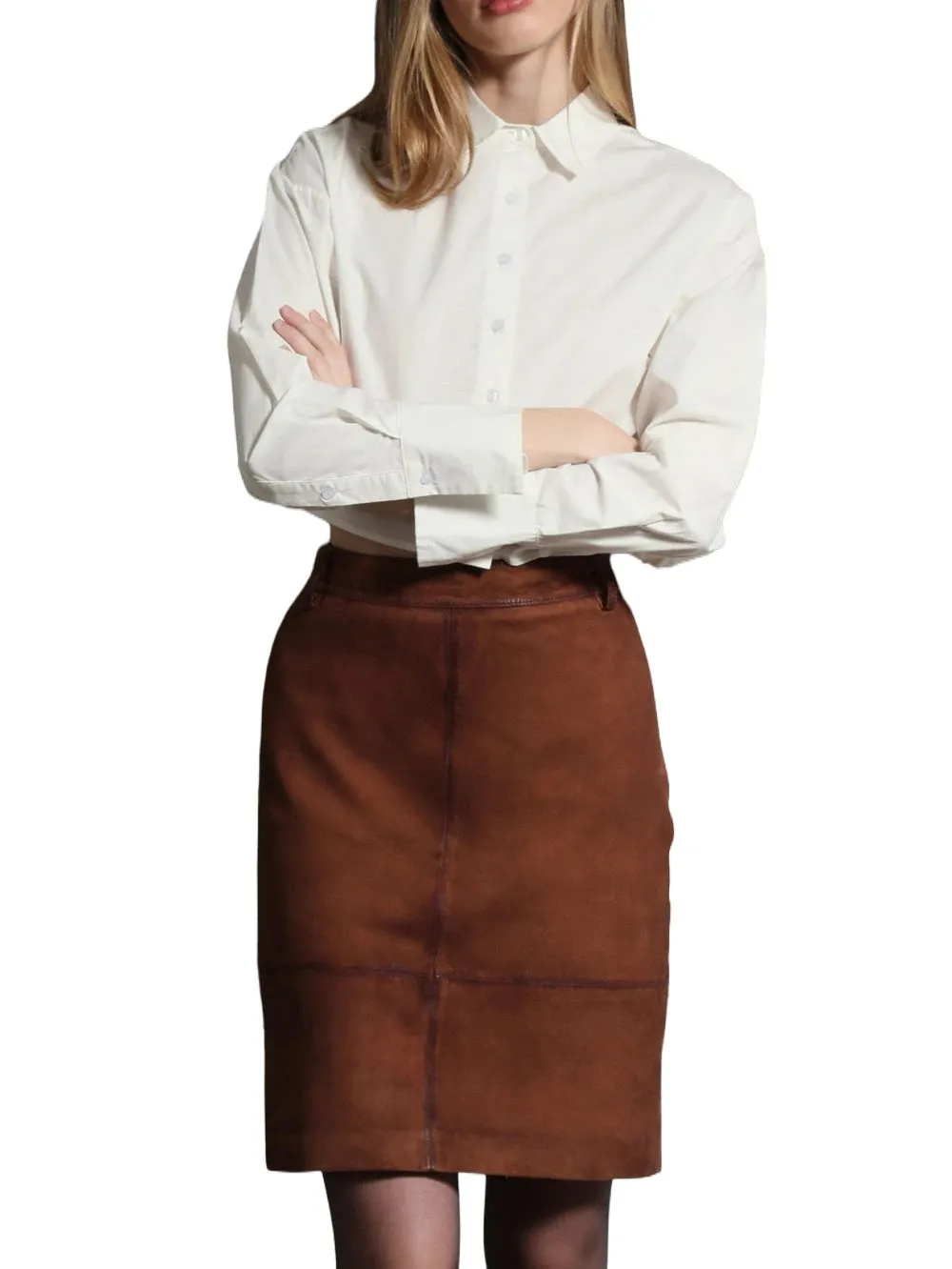 Suede Vintage Luxe Leather Skirt for Women