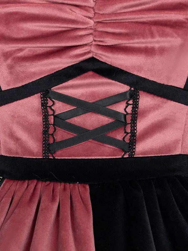 Sweet Lolita JSK Dress Watermelon Red Polyester Sleeveless Polka Dot Nets Tiered Lolita Jumper Skirts