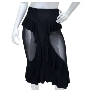 Tom Ford for Yves Saint Laurent Black Ruffled Sheer Midi Skirt