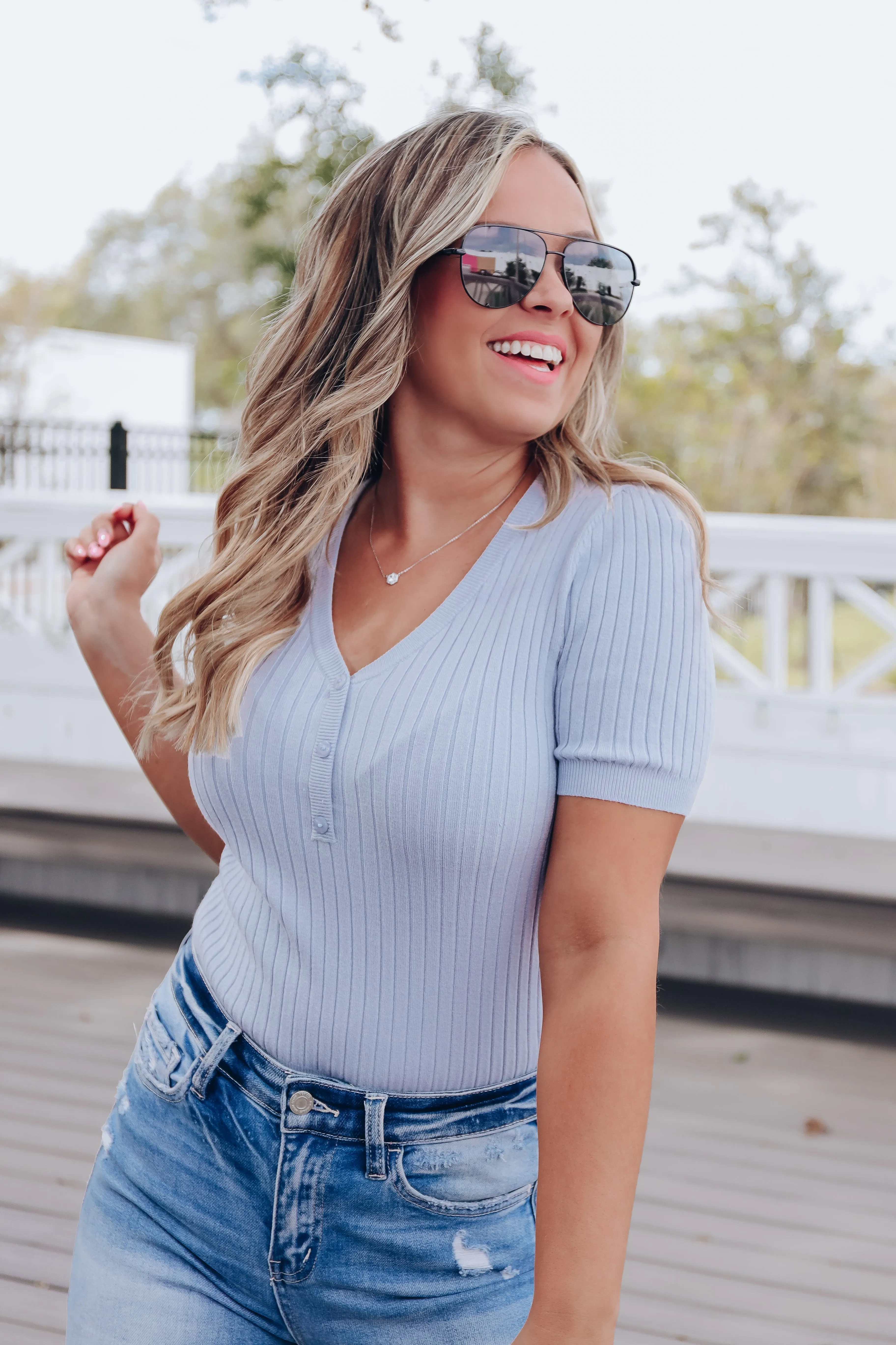 Upper East Side Sweater Top - Blue