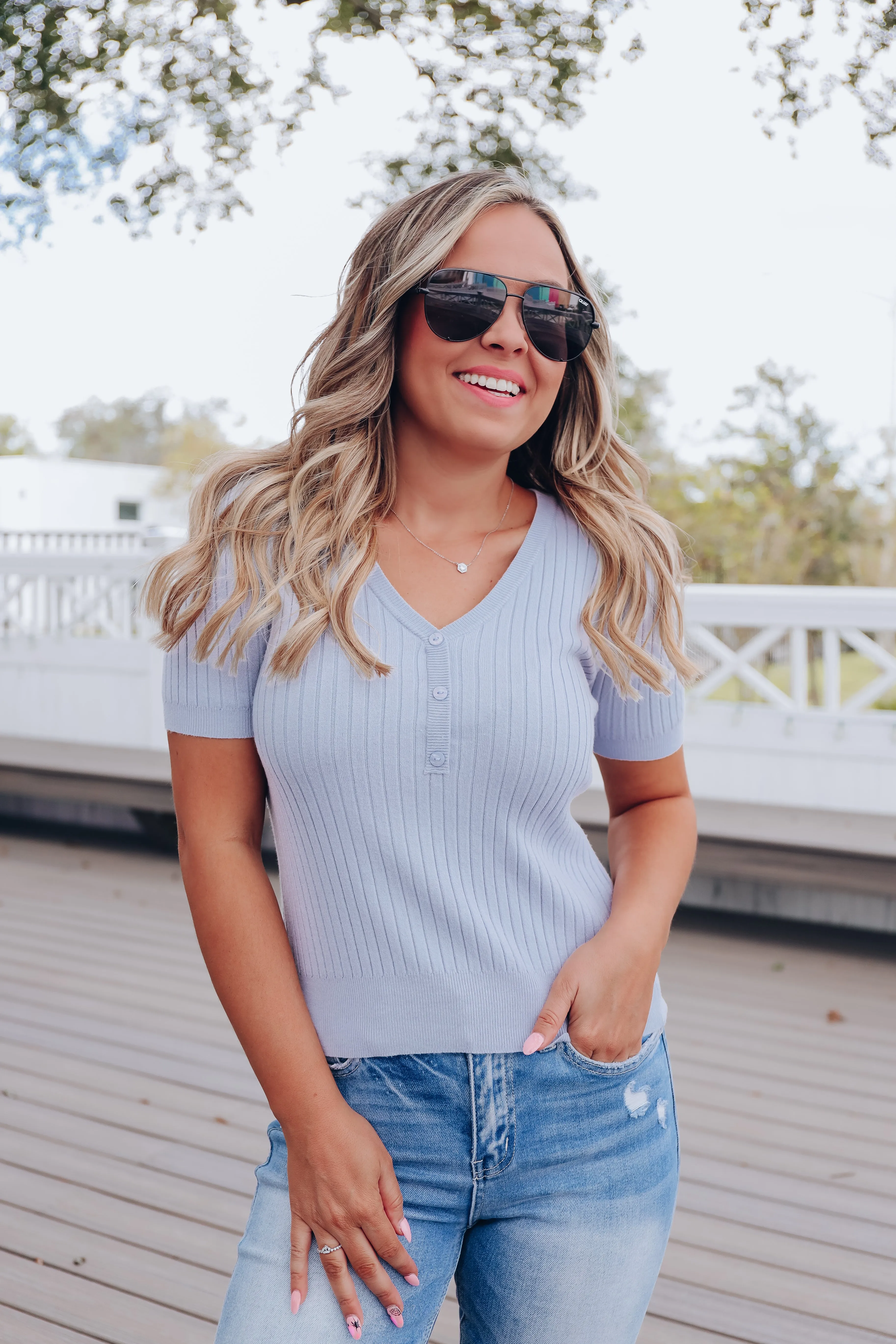 Upper East Side Sweater Top - Blue