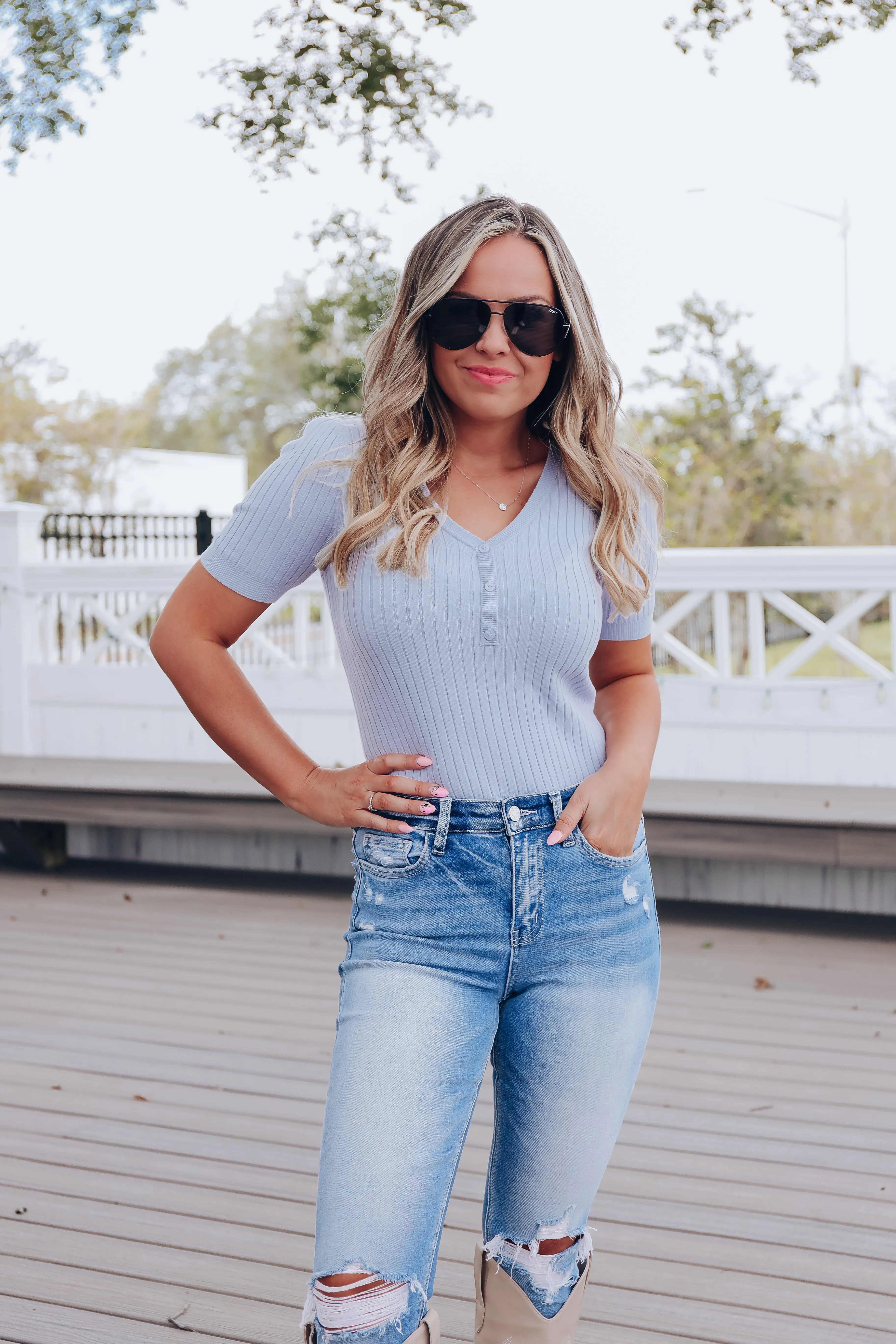 Upper East Side Sweater Top - Blue
