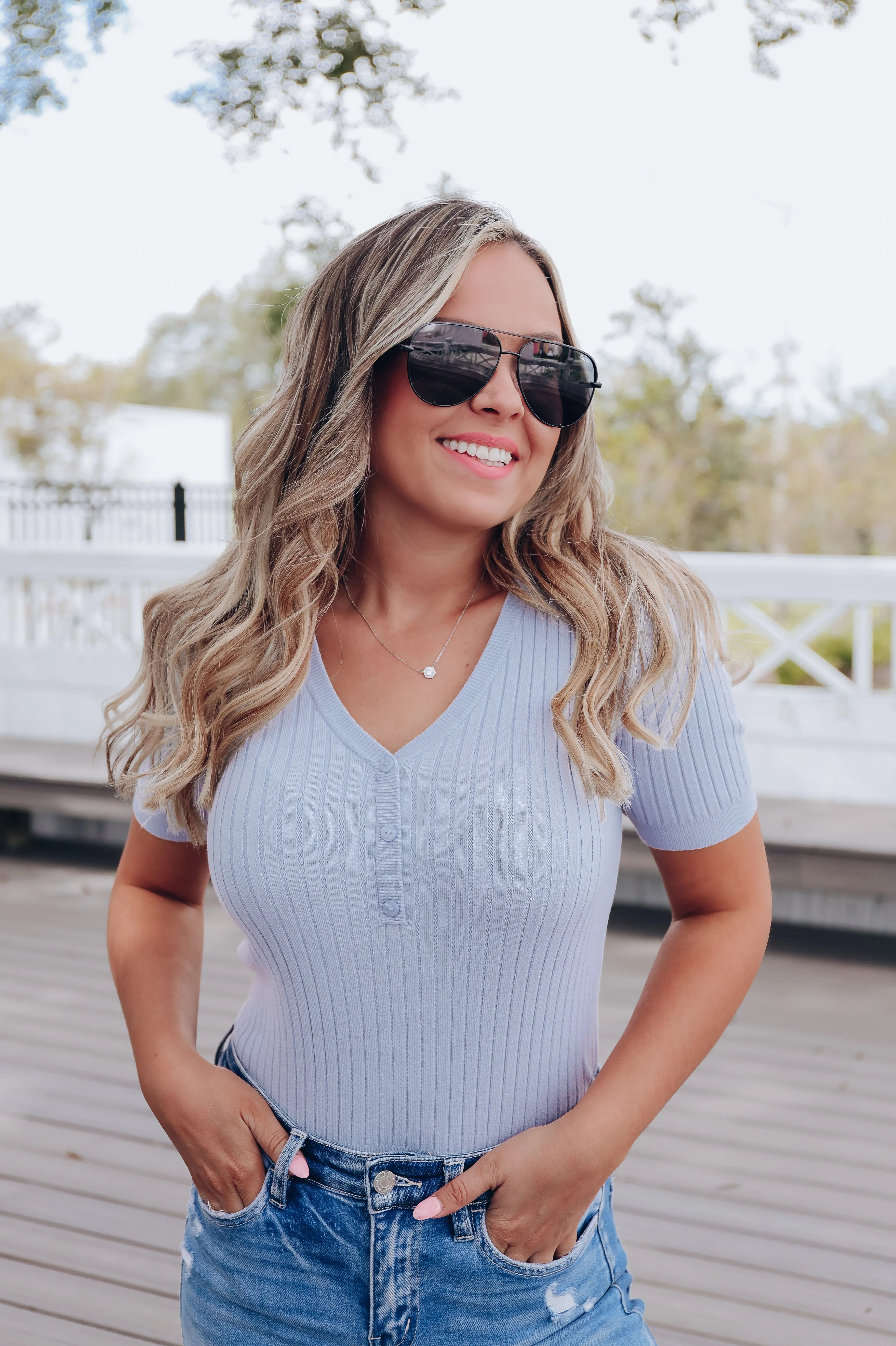 Upper East Side Sweater Top - Blue