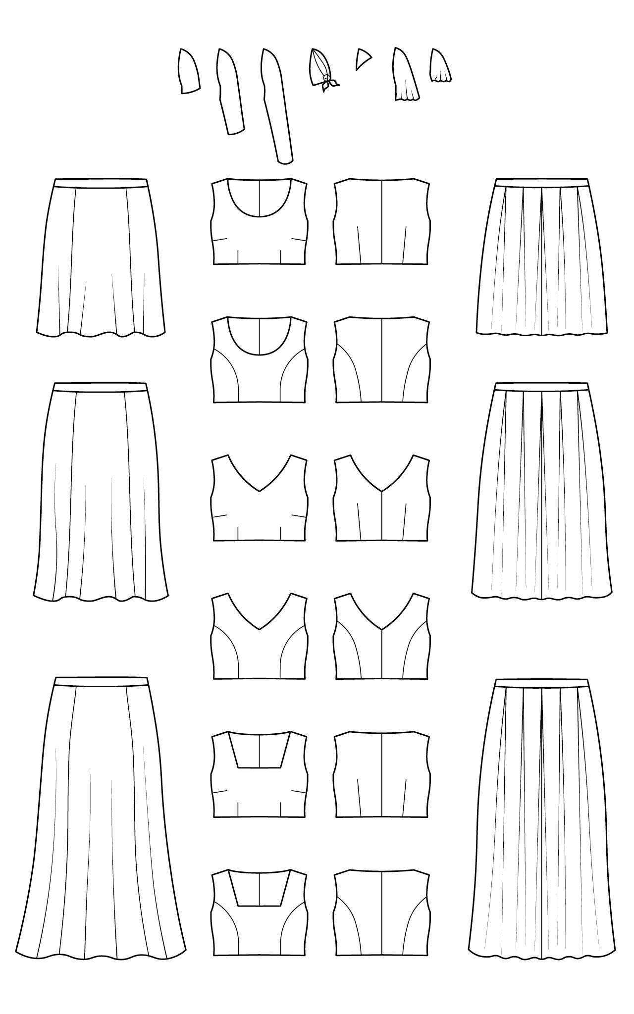 Upton Dress & Skirt Plus Mix & Match Expansion Pack 12-32 printed pattern