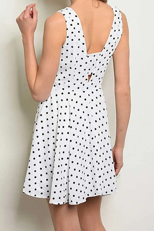 VICKY WHITE POLKA DOT DRESS