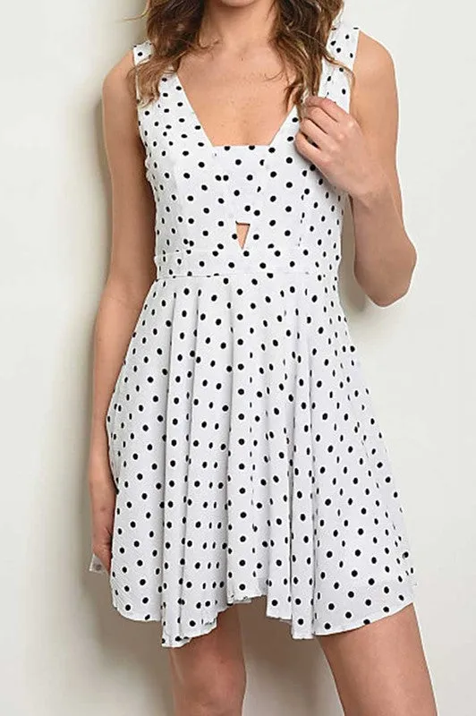 VICKY WHITE POLKA DOT DRESS