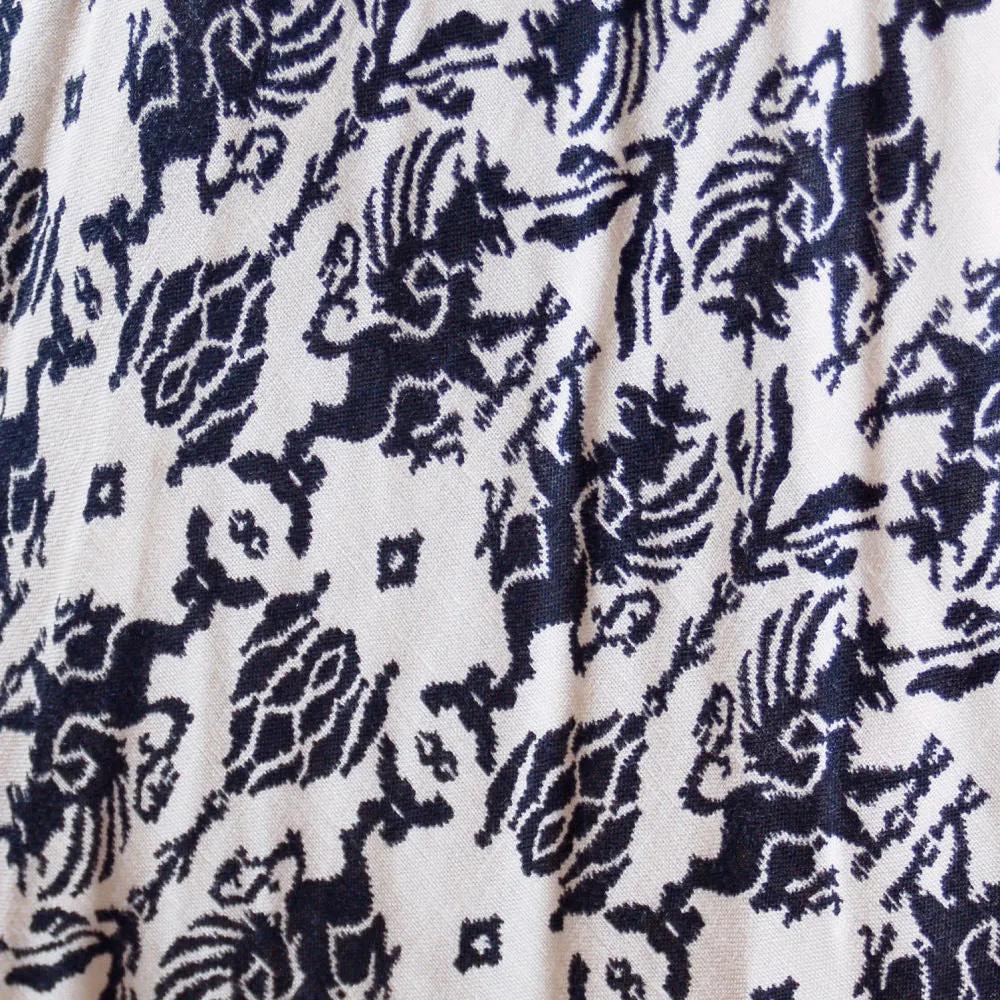 Vintage Circle Skirt Black & White Dragon Print 1950S 26 Waist Daisy's of Miami