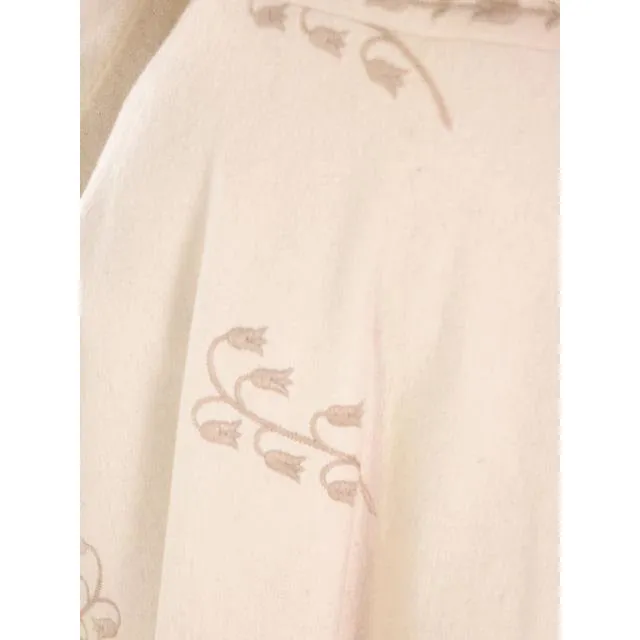 Vintage Ivory Wool/Rayon  Felt Circle Skirt Embroidered 1950s 28" Waist