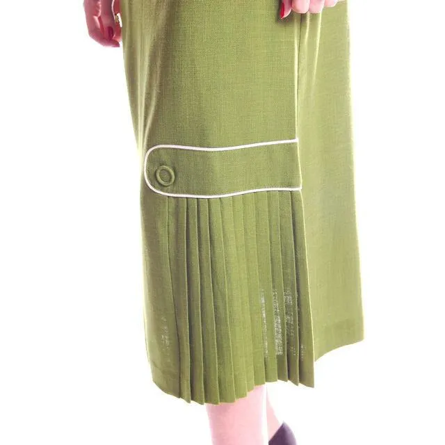 Vintage Pencil Skirt Apple Green Linen  Fab Details 1950S 26 Waist