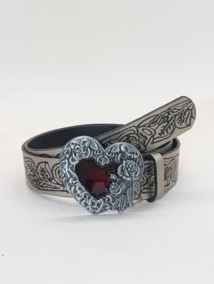 Vintage Punk Style Retro Embossing Love Belt Y2K