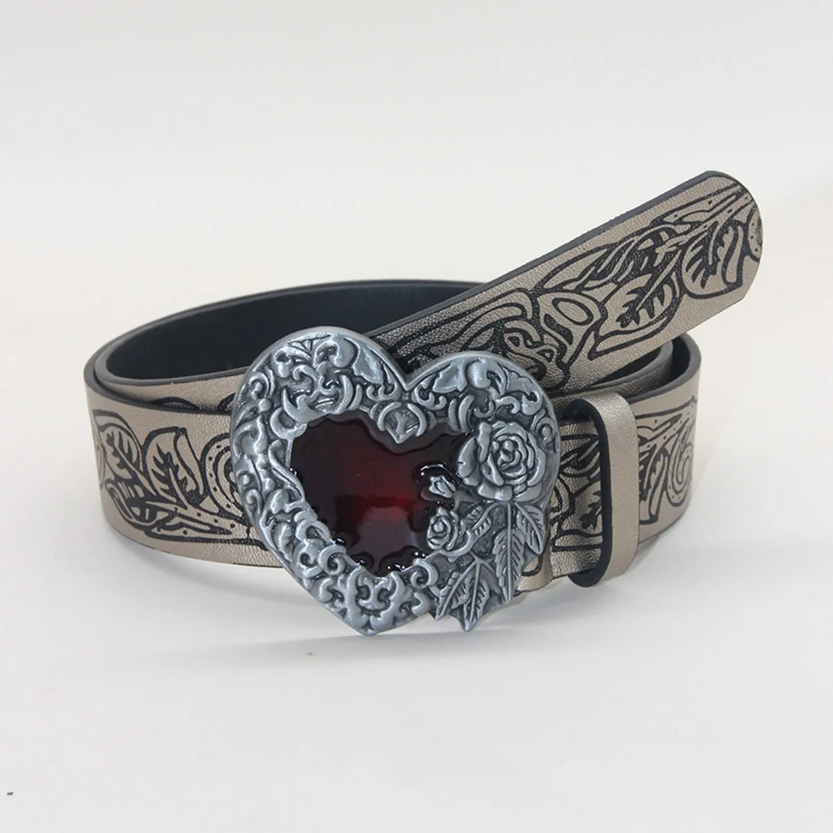 Vintage Punk Style Retro Embossing Love Belt Y2K