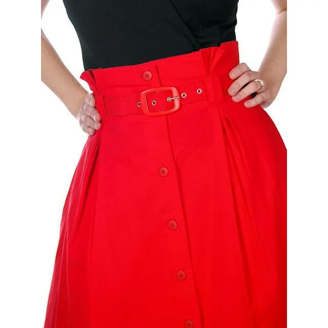 Vintage Red Cotton High Waist Skirt 1980s G. Pellini 28 Waist