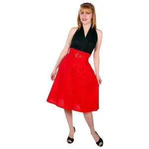 Vintage Red Cotton High Waist Skirt 1980s G. Pellini 28 Waist