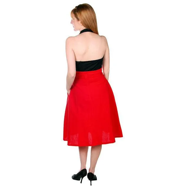 Vintage Red Cotton High Waist Skirt 1980s G. Pellini 28 Waist