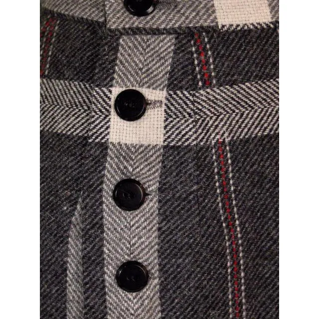 Vintage Retay  Pencil Skirt Wool Wrap  Gray Plaid NOS 1950S 26" Waist Small