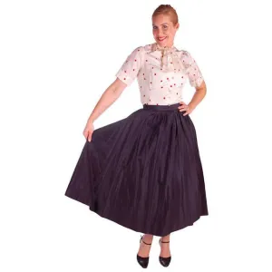 Vintage Skirt Navy Silk Taffeta  Full Ben Barrack Late 1940s 26 Waist Hips Free