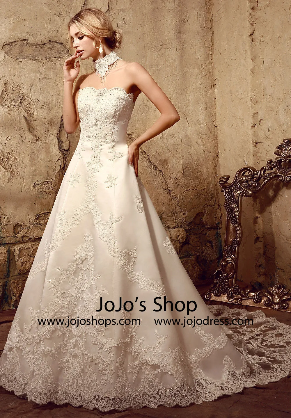 Vintage Style Lace A-line Gown Wedding Dress | HL1008