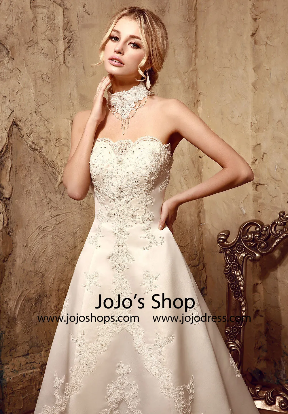 Vintage Style Lace A-line Gown Wedding Dress | HL1008