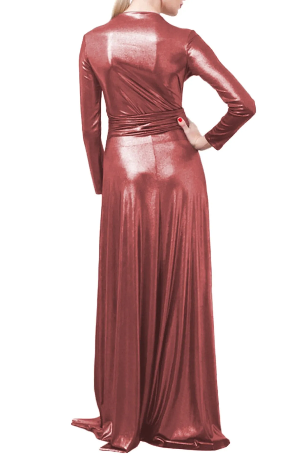VON VONNI Women's Tropic Red Victoria Long Sleeve Transformer Dress NWT