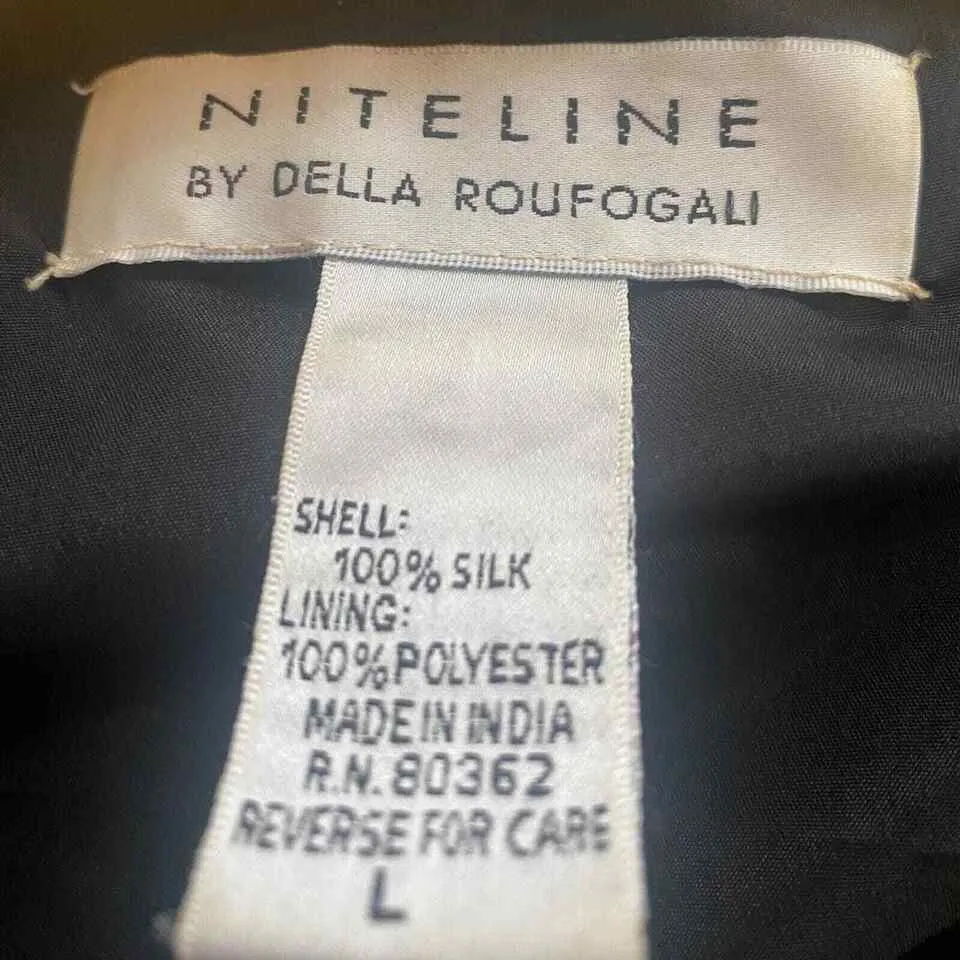 VTG Niteline Women's Silk Sequin Beaded Jacket – Gold & Black, Large