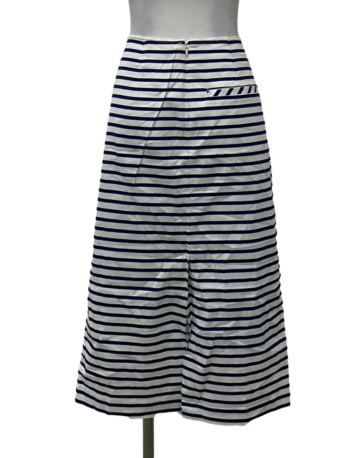 White And Blue Stripes Skirt