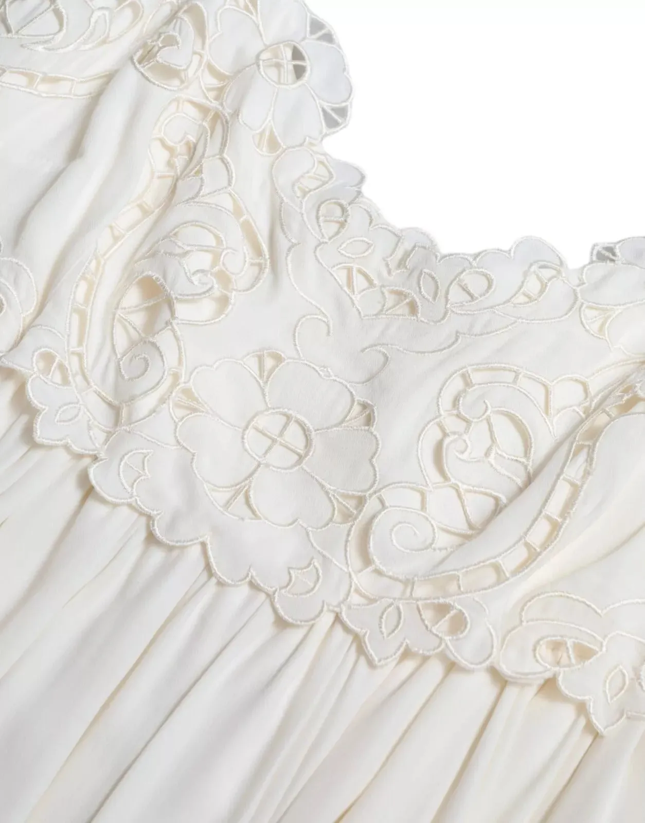 White Lace Silk A-line Sleeveless Long Dress
