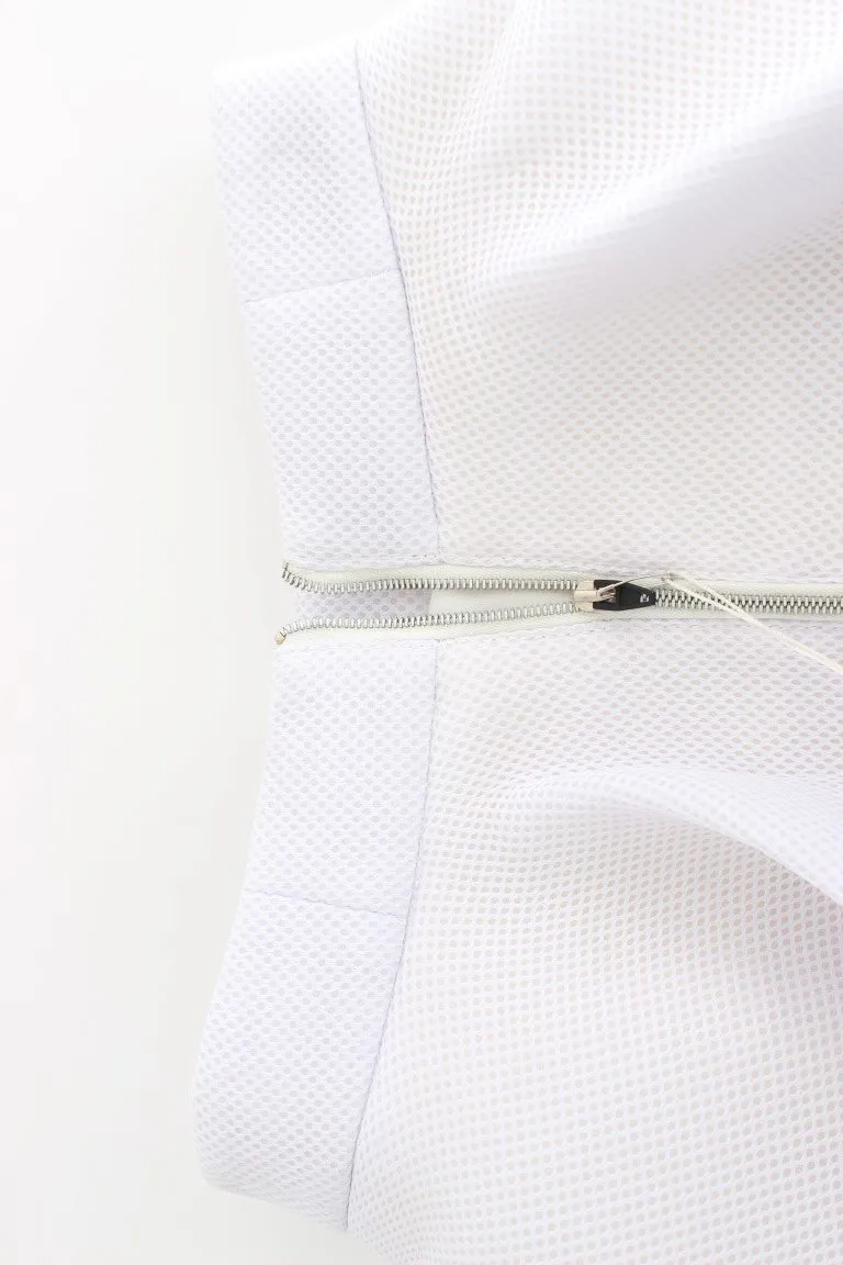 White Peplum A-Line Straight Pleated Skirt