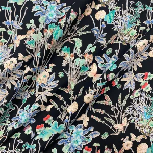 Wild Garden Cotton Lawn - Aqua