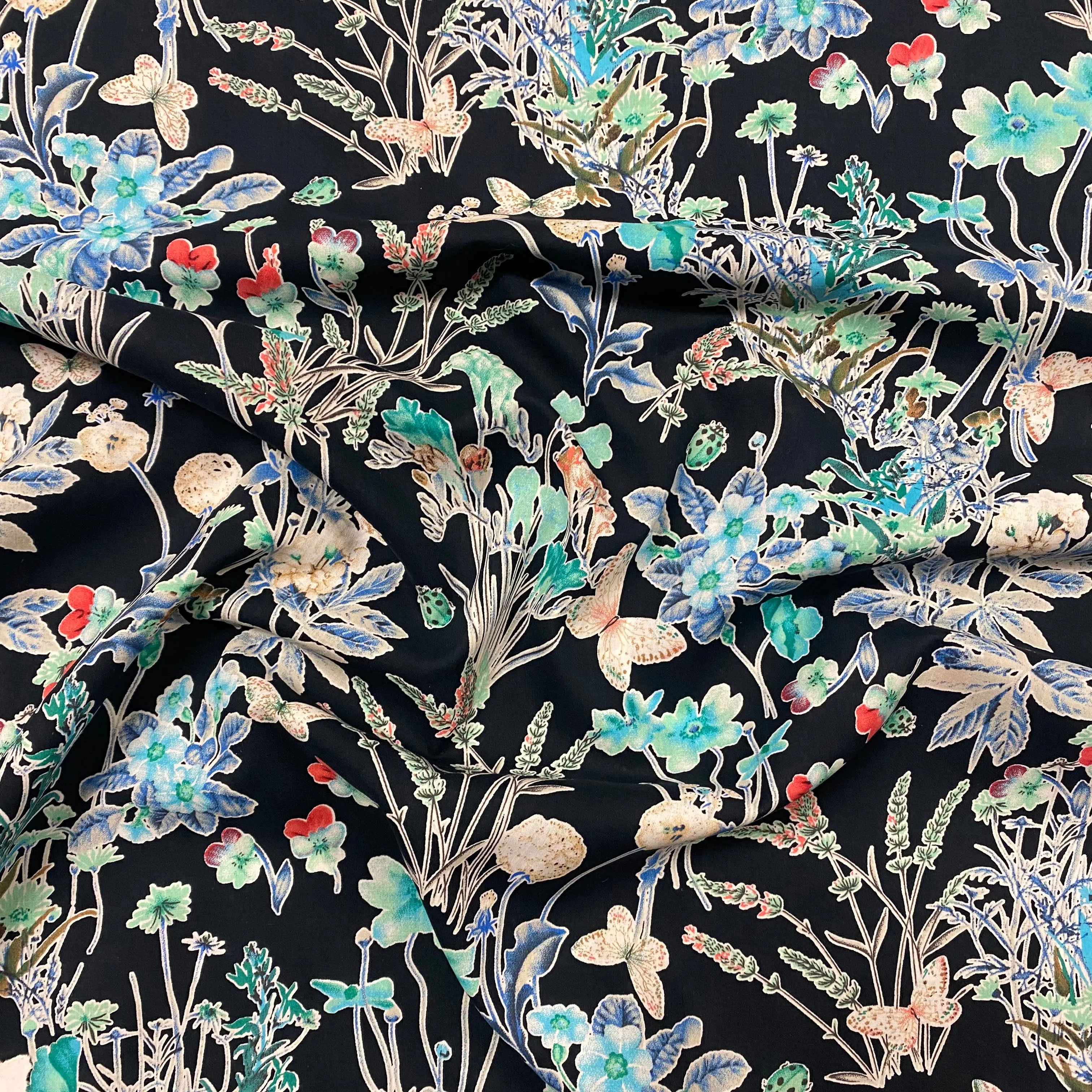 Wild Garden Cotton Lawn - Aqua