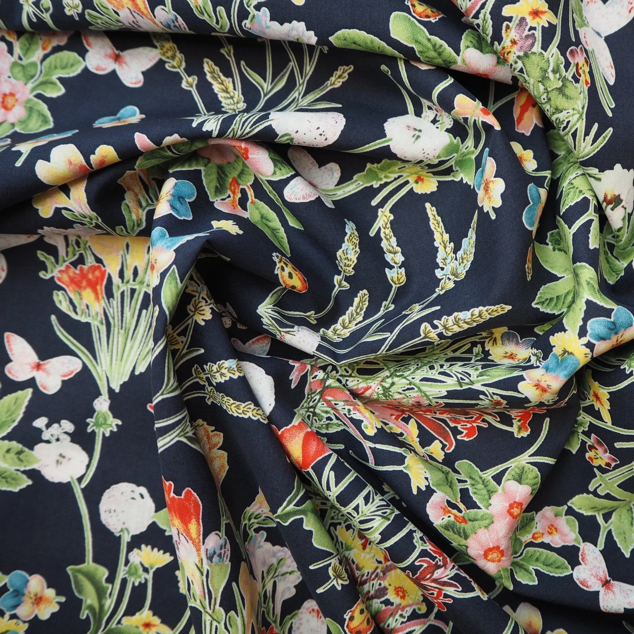 Wild Garden | Cotton Lawn | Navy
