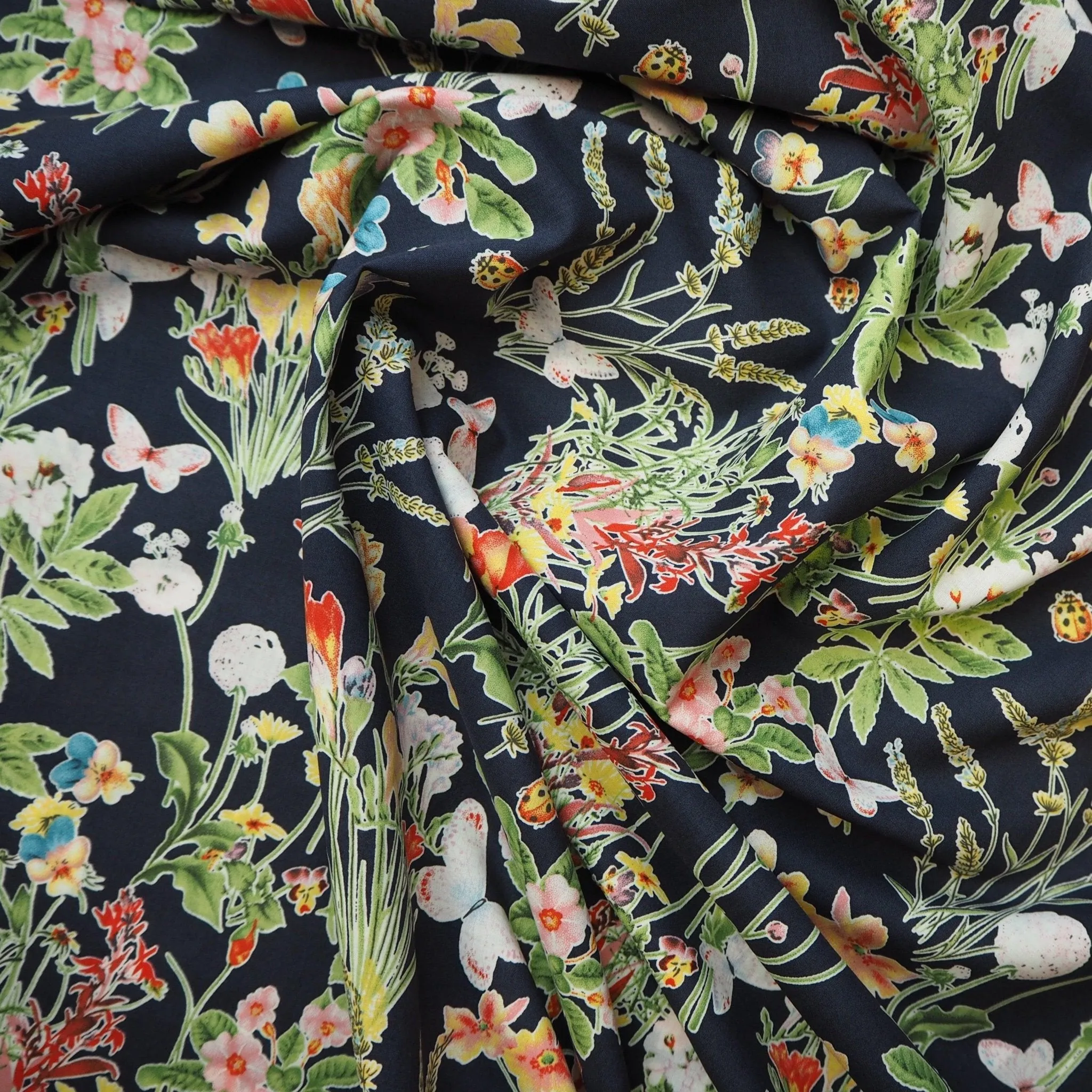 Wild Garden | Cotton Lawn | Navy